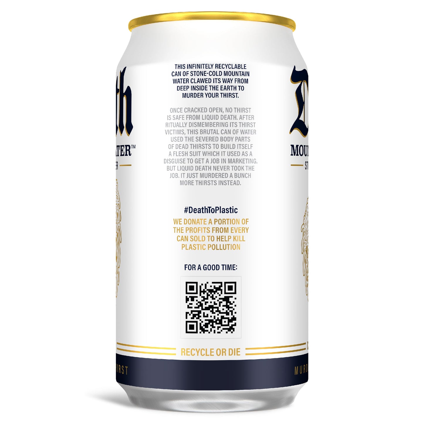 Liquid Death Still Mountain Water - 12oz Cans, Natural Source, 12-Pack, Infinitely Recyclable