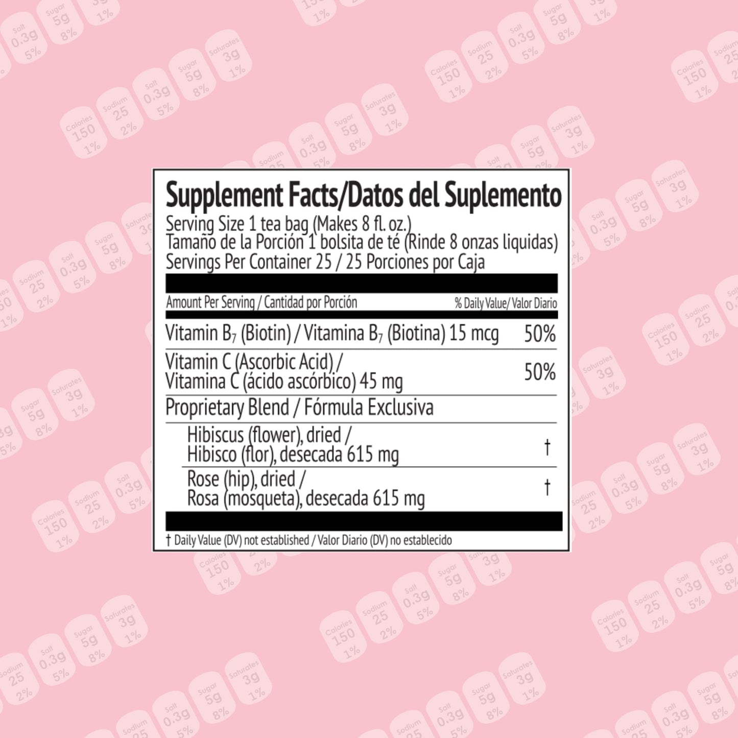 HYLEYS Biotin & Vitamin C Tea for Healthy Skin & Nails - 1 Pack (25 Count)