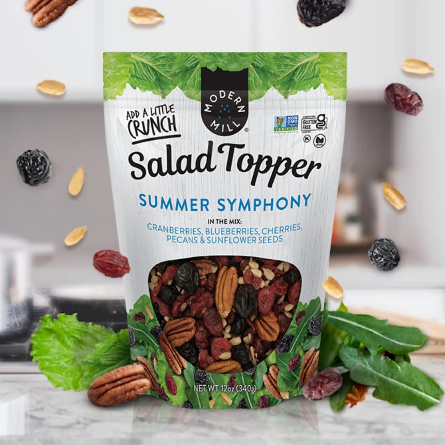 Modern Mill Summer Symphony Mixed Salad Topper By gourmet Nut - Dried cranberriesBlueberriesPecanscherries & Sunflower Seeds - g
