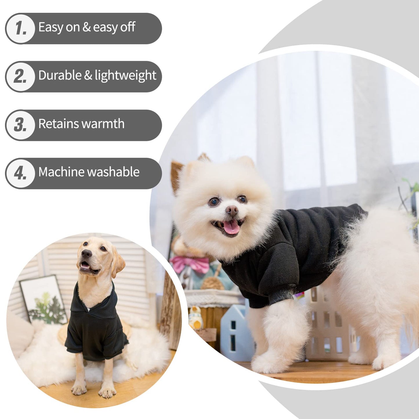 Bingpet Dog Hoodies-Fleece Lined-Hooded Pullover For Dog Cat In Cold Weather