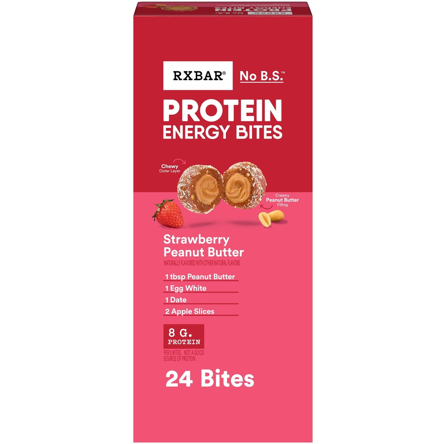 RXBAR Protein Energy Bites, Gluten Free Protein Balls, Strawberry Peanut Butter, 21.1oz Box (24 Bites)  