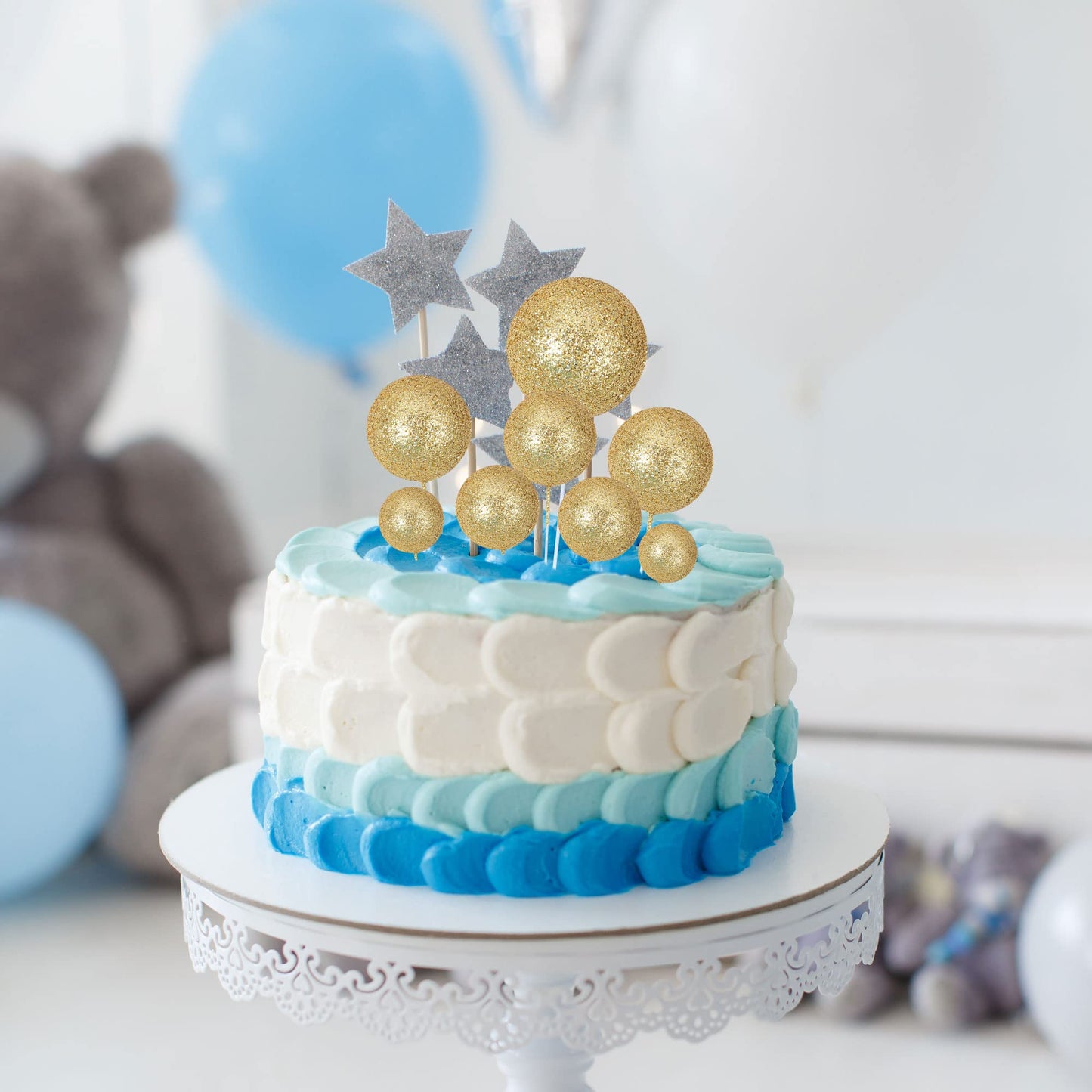 30Pcs Balls Cake Topper Glitter Foam Ball Cake Picks Mini Balloon Diy Cake Insert Topper Decoration For Baby Shower Wedding Anni