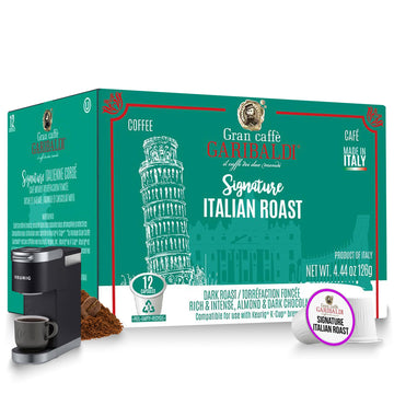 Caffè Garibaldi Italian Roast Coffee Pods, Dark Roast, 100% Arabica, 12 Count K-Cups for Keurig Brewers