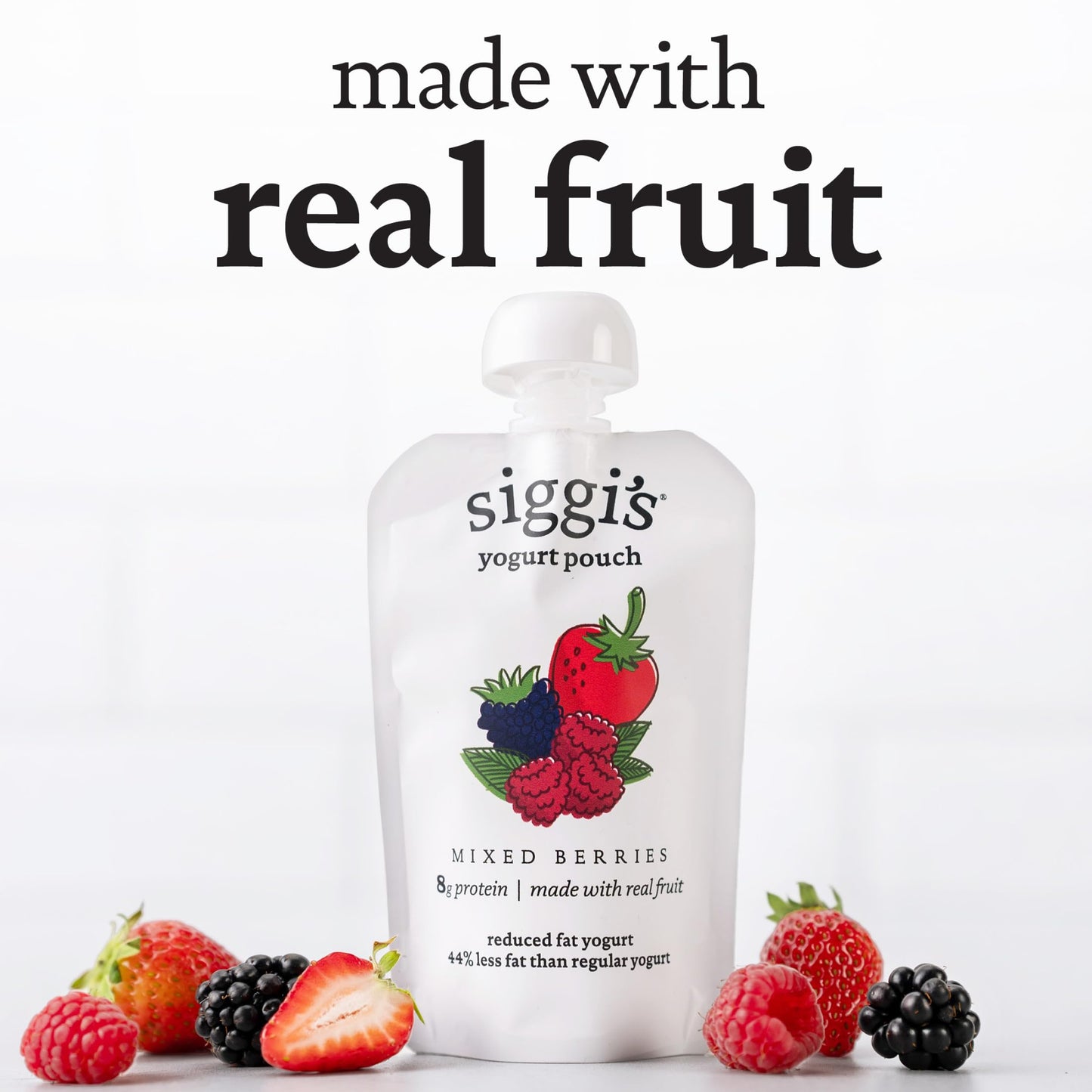 siggis Kids Lowfat Yogurt Pouches, Mixed Berries, 3.5 oz. Each, 4 Ct - 2% Milkfat