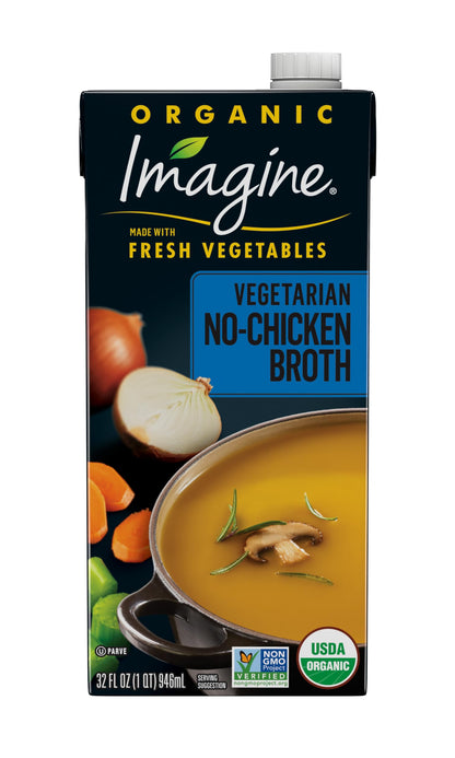 Imagine Organic Vegetarian No-Chicken Broth, 32 fl oz (Pack of 6)
