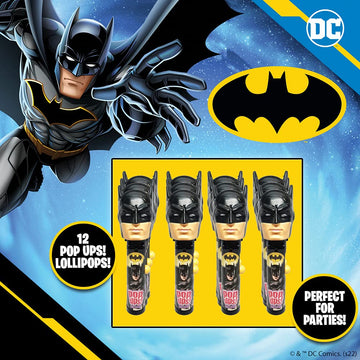 Pop Ups! Batman Justice League Lollipop Holder | Collectable Batman Toy Lollipop Case | Party Favors For Halloween, Goodie Bags,
