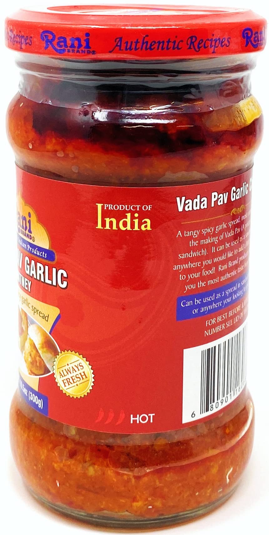 Rani Vada Pav Garlic Chutney 10.5Oz (300G) Glass Jar, Ready To Eat ~ Vegan | Gluten Free | Non-Gmo | Indian Origin