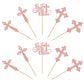 YCTHUNFISH Cupcake Toppers, 24 Pack Glitter Rose Gold, Paper, Religious Baptism and First Holy Communion Decorations