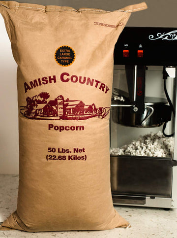 Amish Country Popcorn | 50 Lb Bag Extra Large Caramel Type Kernels | Old Fashioned, Non-GMO and Gluten Free (50lb Bag)