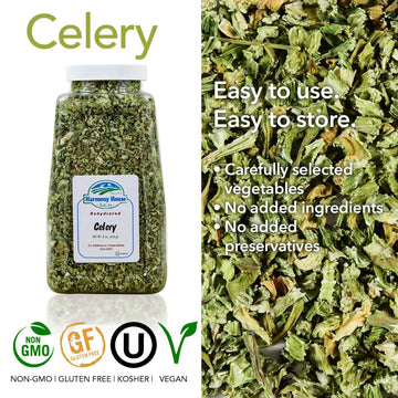 Harmony House Dehydrated Celery, Crosscut - Dried Vegetables For Cooking, Camping, Emergency Supply And More (8 Oz, Jar)