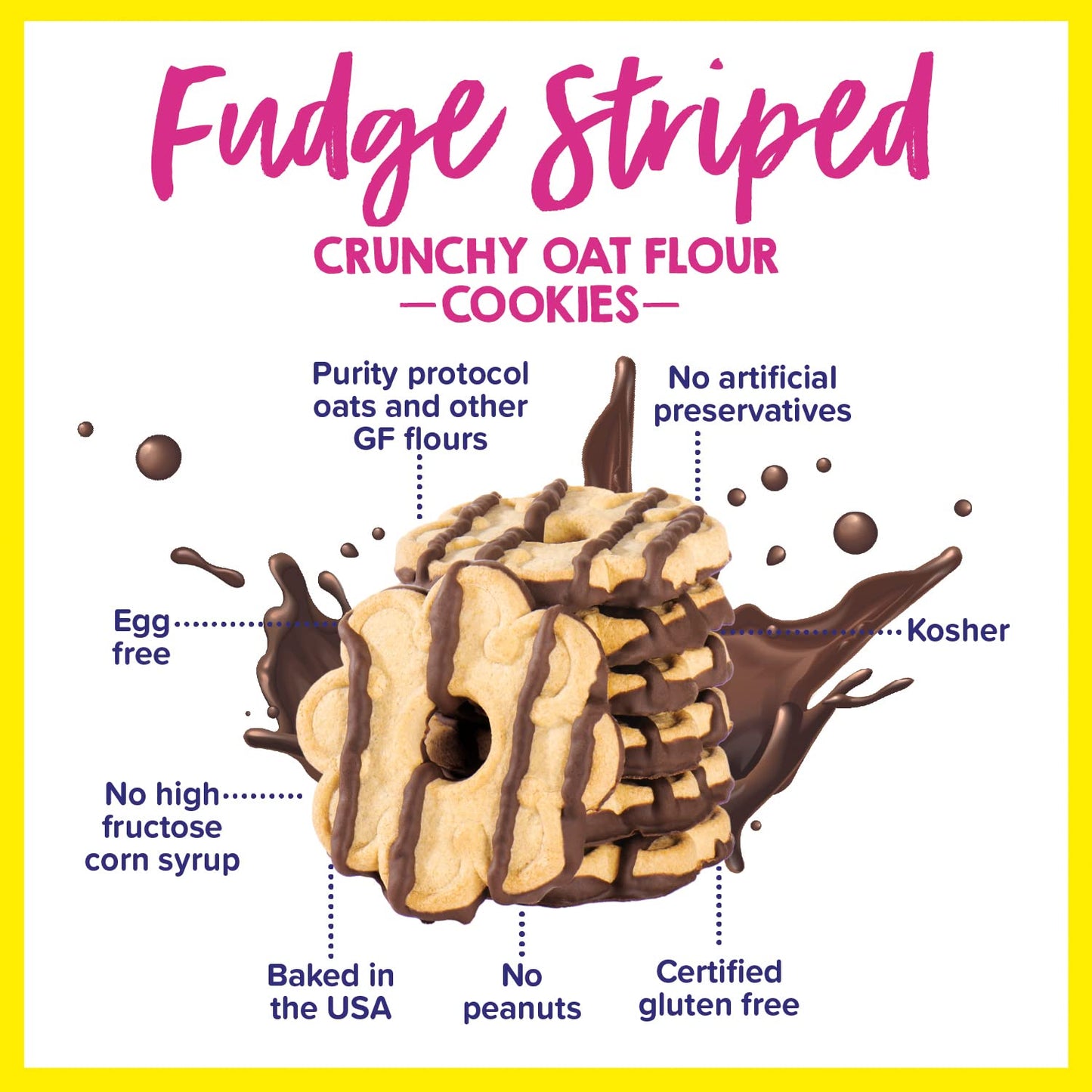 Goodie Girl, Fudge Striped Gluten Free Cookies | Gluten Free, Egg Free, Peanut Free (3 Pack)