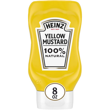 Heinz 100% Natural Yellow Mustard (12 ct Pack, 8 oz Bottles)