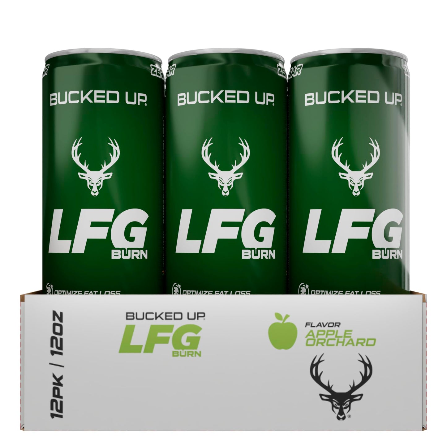 Bucked Up LFG BURN Energy Drink - Zero Sugar - 12 Pack (Apple Orchard)
