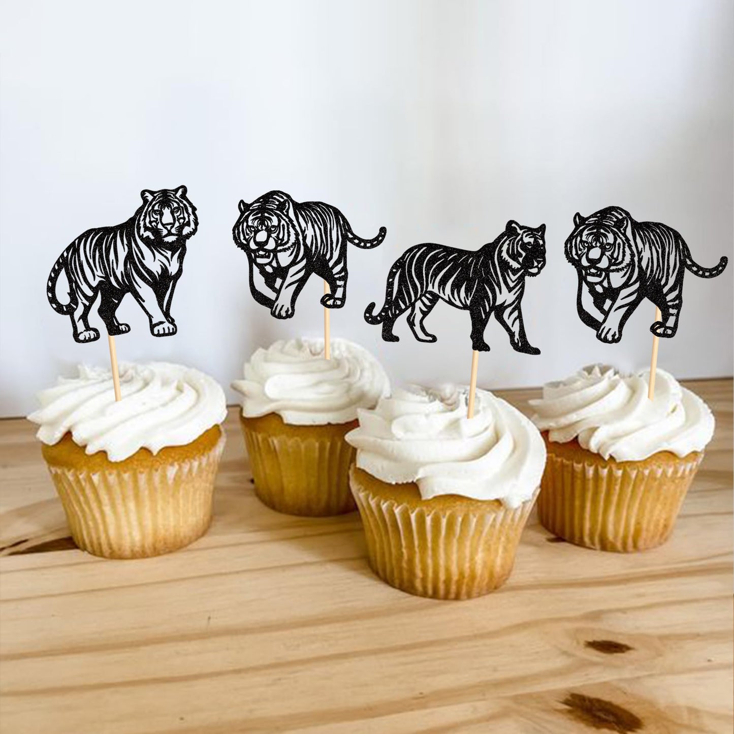 24 Pack Tiger Cupcake Toppers Jungle Safari Animal Tiger Cupcake Picks Tiger Birthday Cake Decorations For Baby Shower Birthday