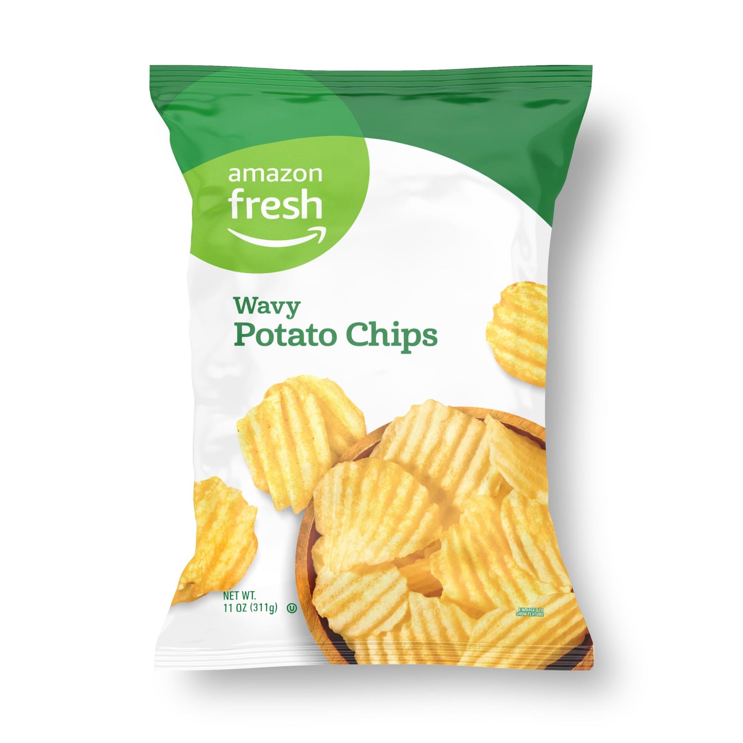 Happy Belly Wavy Salted Potato Chips, 11 Ounce, Crunchy Snack, Pack of 1