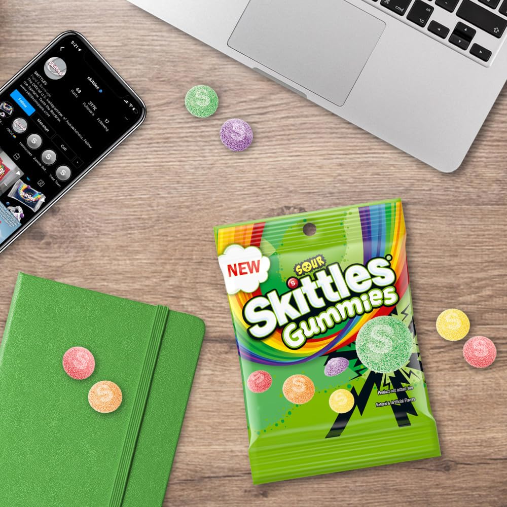 SKITTLES Sour Gummies Chewy Candy Assortment, 5.8 oz (Pack of 12)