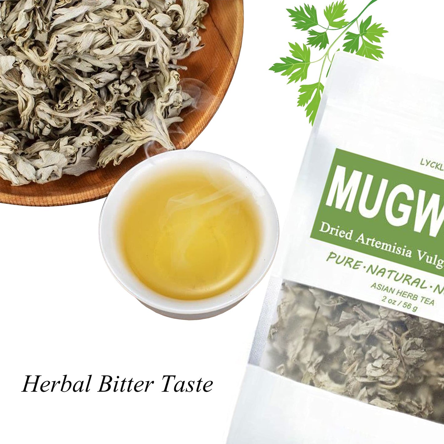 LYCKLIGA Mugwort Leaves Dried Herb Tea 2oz (56g) 100% Natural Artemisia Vulgaris