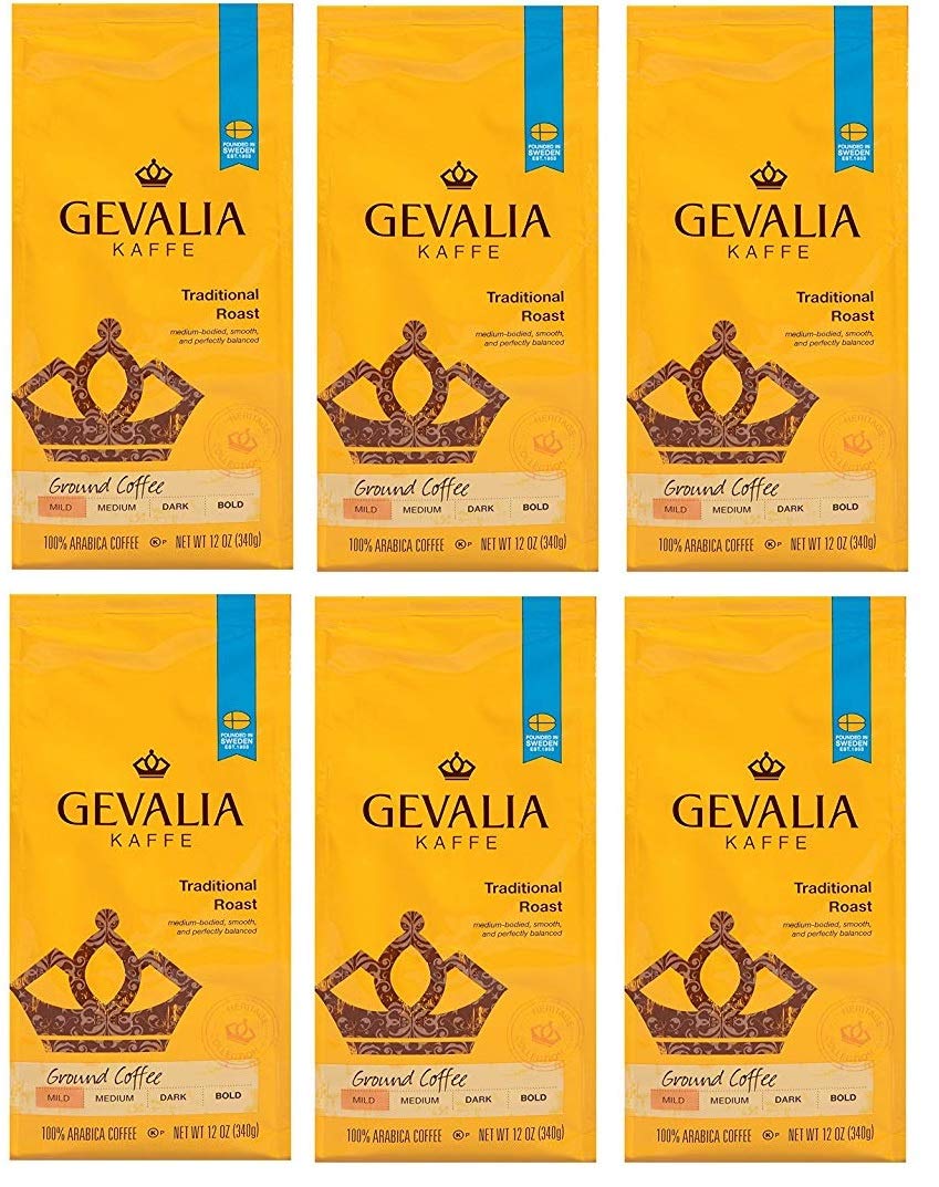 Gevalia Traditional Light Roast Ground Coffee (12 oz Bags (Pack of 6))