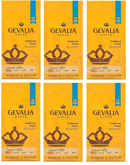 Gevalia Traditional Light Roast Ground Coffee (12 oz Bags (Pack of 6))