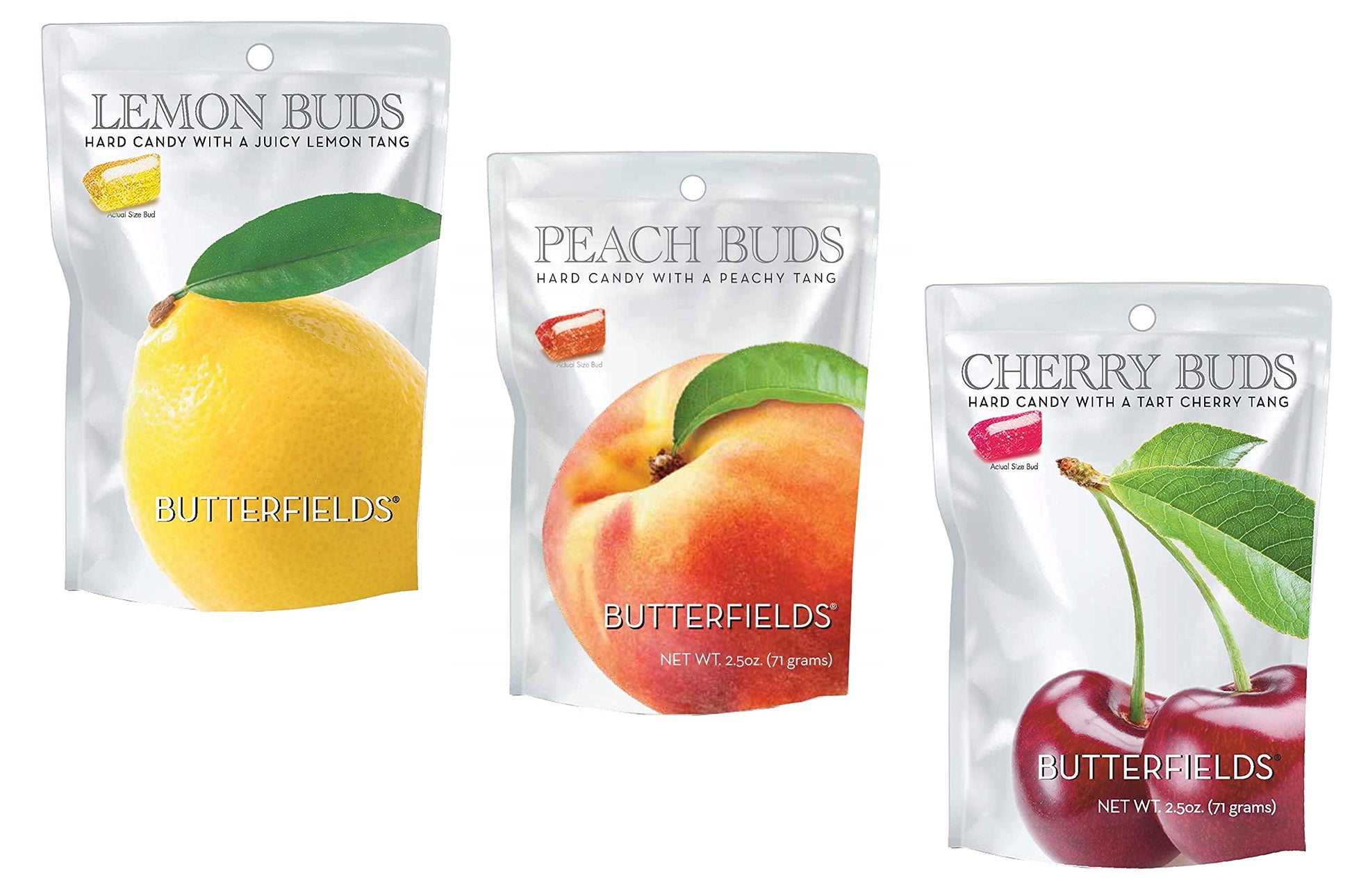 Butterfields Candy - Gourmet, Old-Fashioned Hard Candy - PEACH, CHERRY, & LEMON Buds | Gluten Free | Made with 100% Real, Pure C