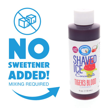 Hypothermias Shaved Ice And Snow Cone Syrup Unsweetened Flavor Concentrate - 4 Fl Oz - Makes 1 Gallon Of Ready To Use Syrup - Ti