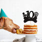 1 Pcs 10Th Birthday Cake Topper Black Glitter Dog Paw Ten Years Old Birthday Puppy Dog Bone Cake Pick For Let'S Pawty Baby Showe
