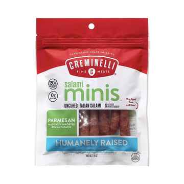 Creminelli Parmesan Salami Minis, (1 count 2.6oz), Humanely Raised Pork*, No Added Nitrates or Nitrites, No Artificial Ingredien