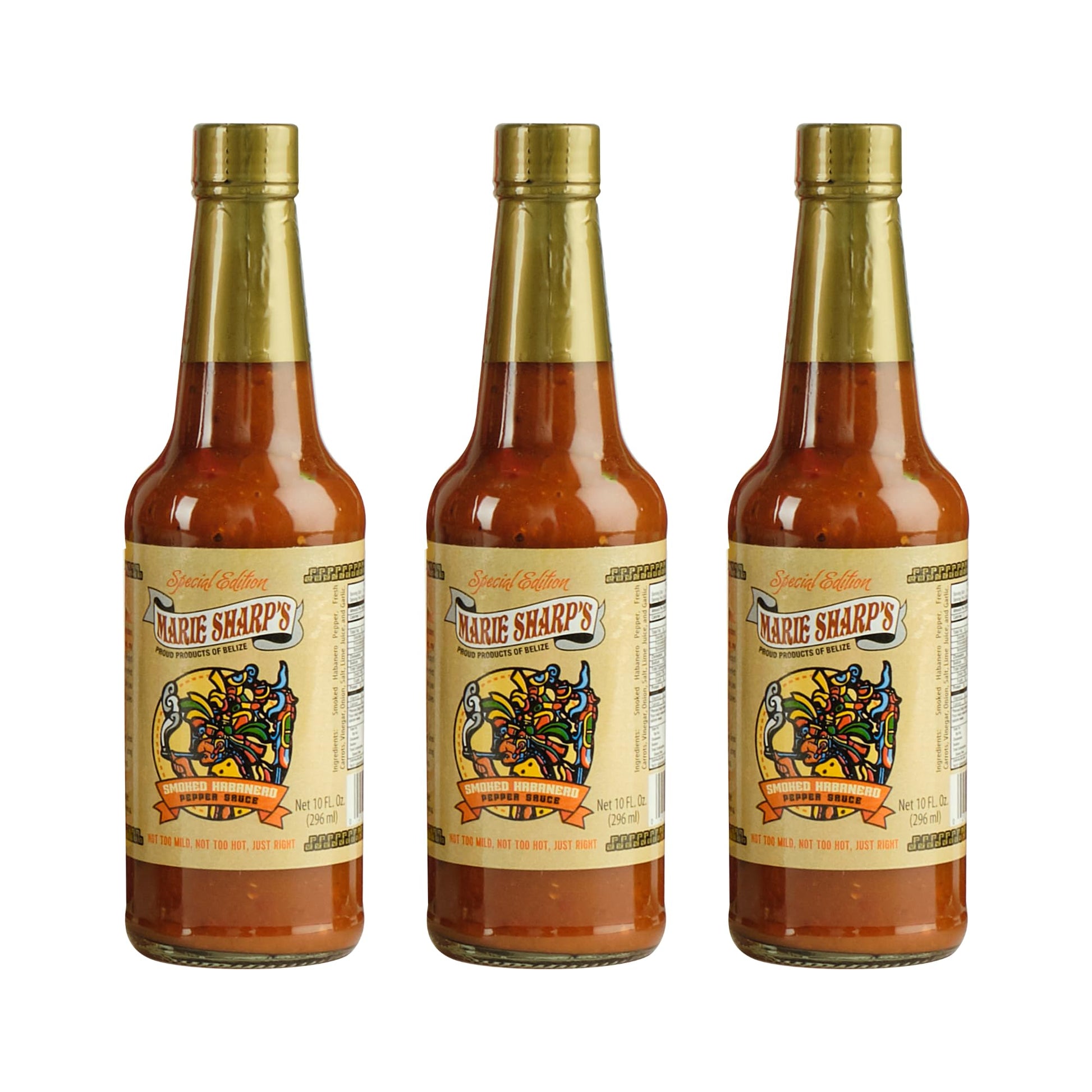 Marie Sharps Smoked Habanero Pepper Sauce  10 oz - Belizean Hot Sauce with Bold Smoke & Heat - All-Natural  Gluten-Free (Pack of 3)