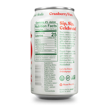 poppi Sparkling Prebiotic Soda with Apple Cider Vinegar, Cranberry Fizz Flavor, 12 Fl Oz, Pack of 12
