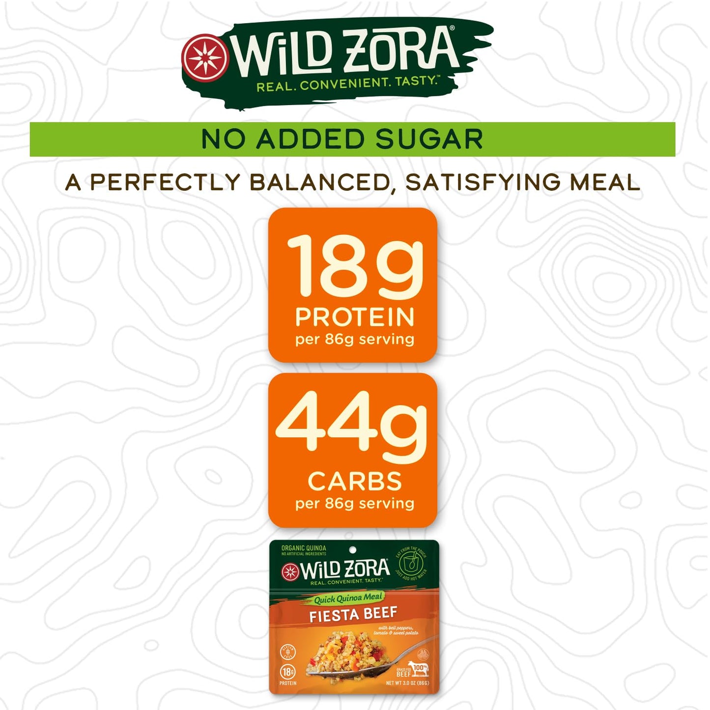WILD ZORA Instant Organic Quinoa Meals - Fiesta Beef 3-Pack, Gluten-Free Meal with Lentils & Olive Oil Packet