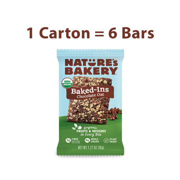 Natures Bakery Organic Chocolate Oat Baked-Ins Bars, 7.62 Oz (6 Count Of 1.27Oz)