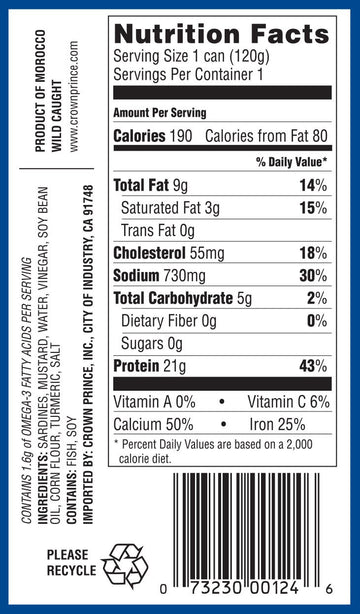 Ocean Prince Sardines in Mustard, 4.25-Ounce Cans (Pack of 12)