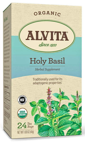 Alvita Organic Holy Basil Herbal Tea - Made With Premium Quality Organic Holy Basil Seeds, And Pleasant Delicate Flavor, 24 Tea 