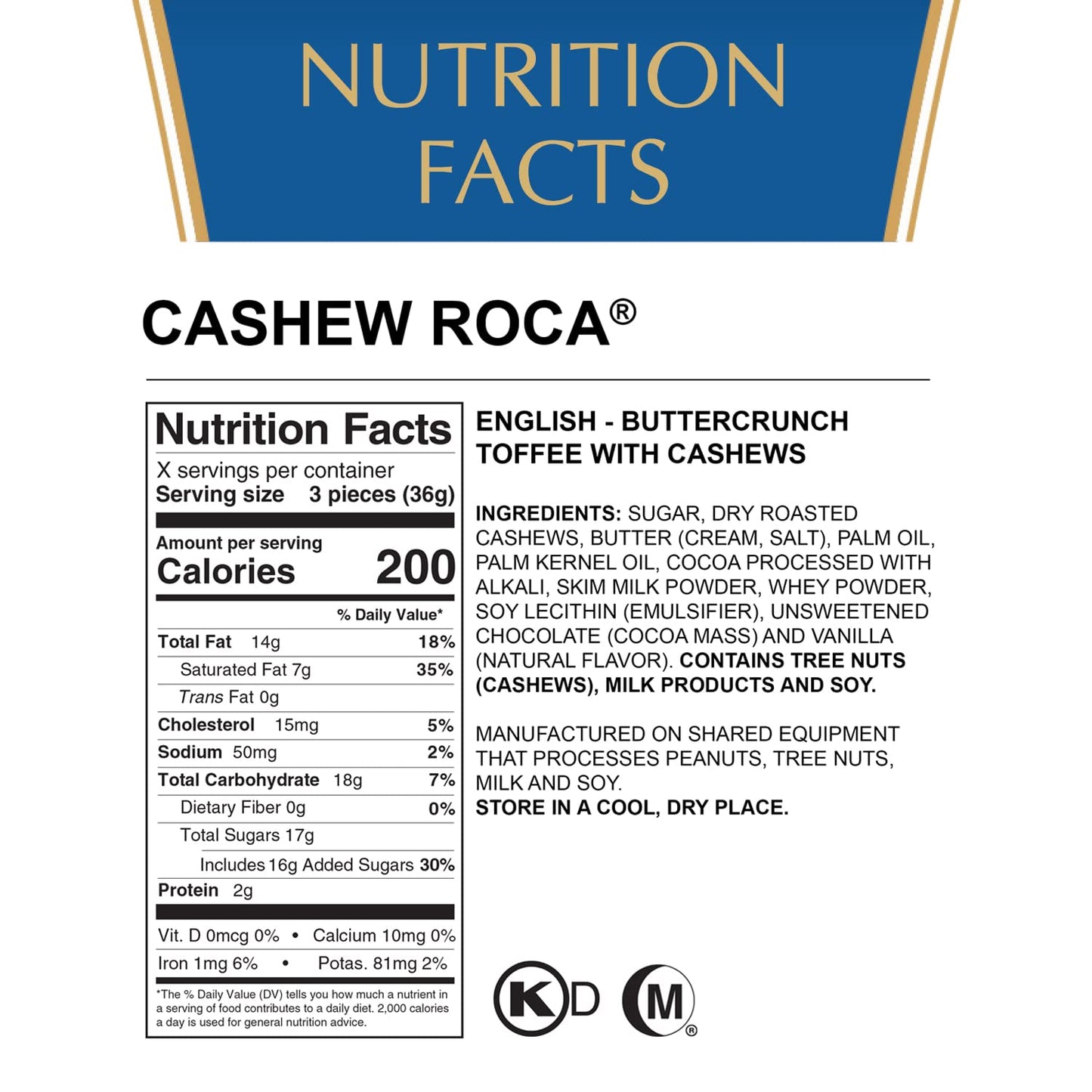 Almond Roca Pack of 4 Canisters - 10oz Individually Wrapped Chocolate Candy Cashew - The Original Buttercrunch Toffee with Cashe