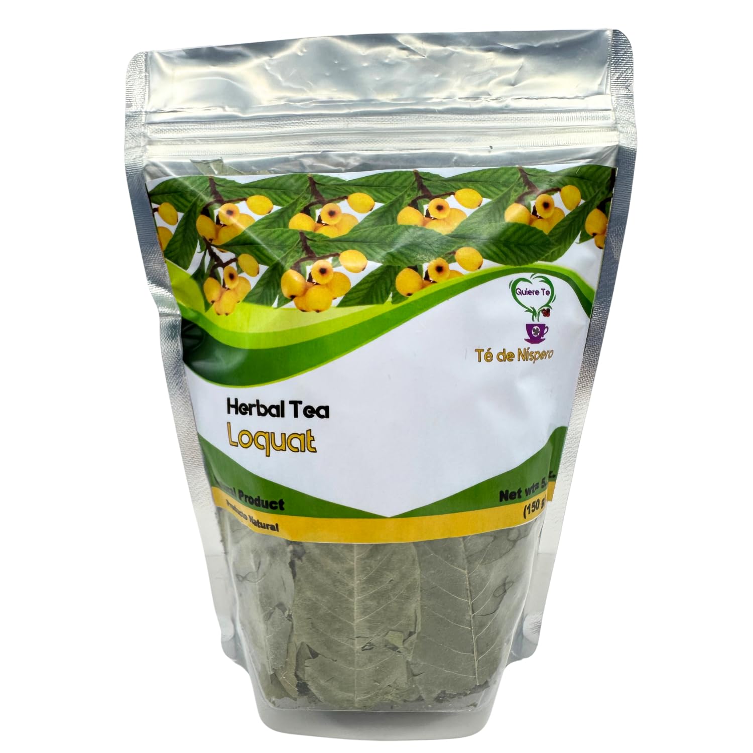Loquat Leaf Tea  Hoja De Nispero  Quiere Te  5.3 0Z (150Grams) Up To 100 Cups  Herbal Tea  Loquat Leaves Resealable Bag  Product From Mexico  100% Natural