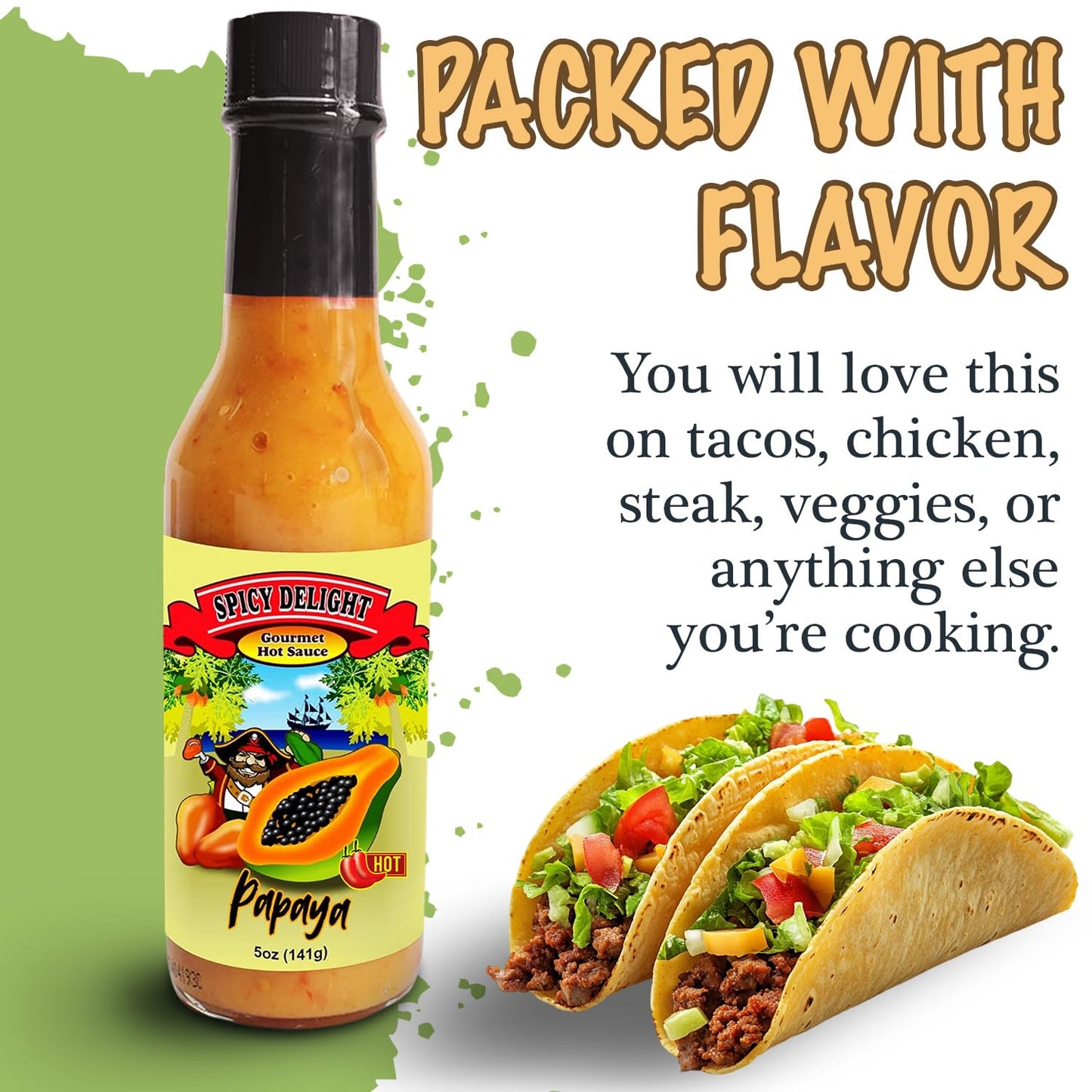 Flavor Pirate Spicy Delight Aruba Habanero Hot Sauce – Ultra Spicy Gourmet with Real Fruit & Peppers, 5 oz Bottle