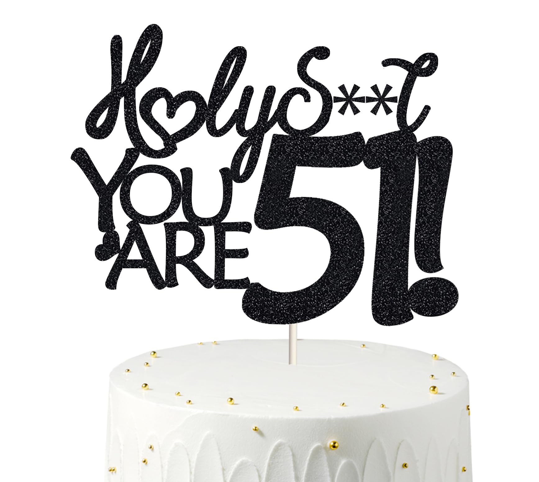 Happy 51st Birthday Cake Topper 51 Birthday Cake Toppers-Black Glitter, Funny 51st Cake Topper for Men,51 Cake Topper For Women,