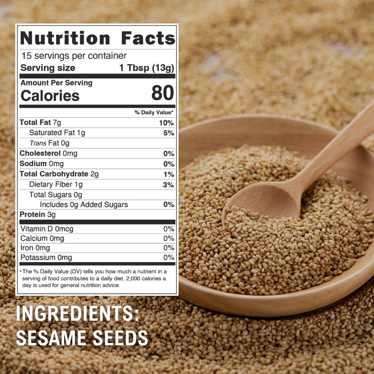 Asiatic Dishes Toasted White Sesame Seeds, Whole Roasted, Crunchy, 7oz Bottle