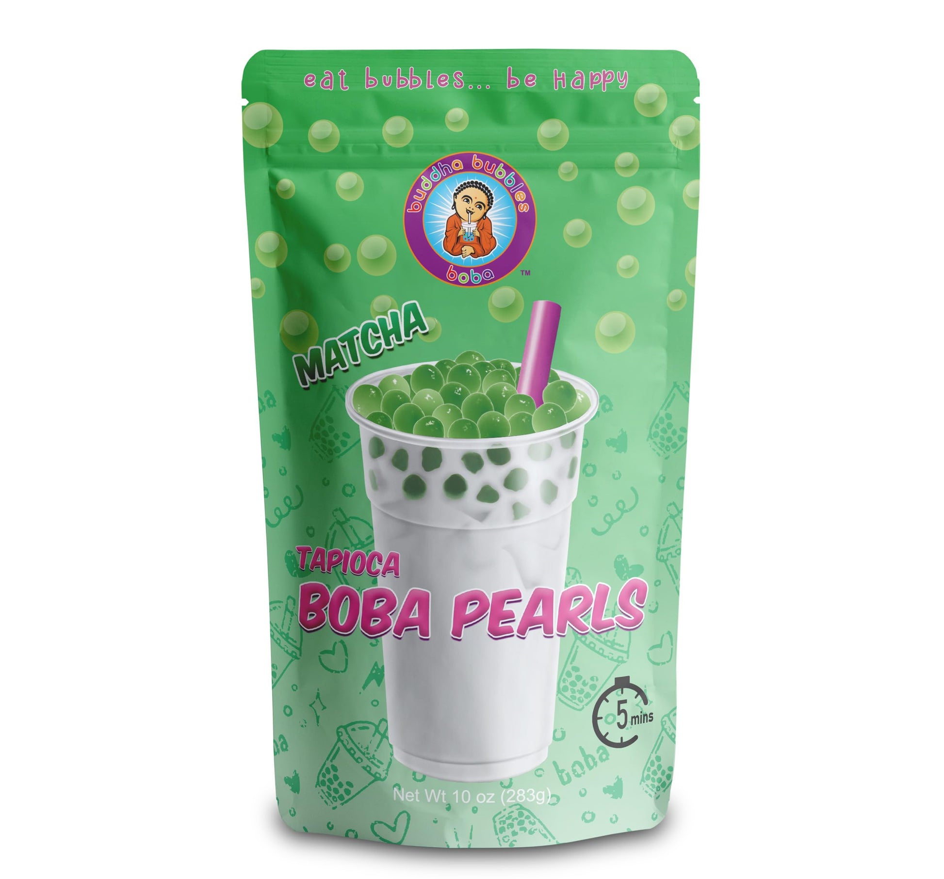 Top-Grade Boba Tea Real Tapioca Pearls Ready In 3 Minutes By Buddha Bubbles Boba (Matcha Green Tea)