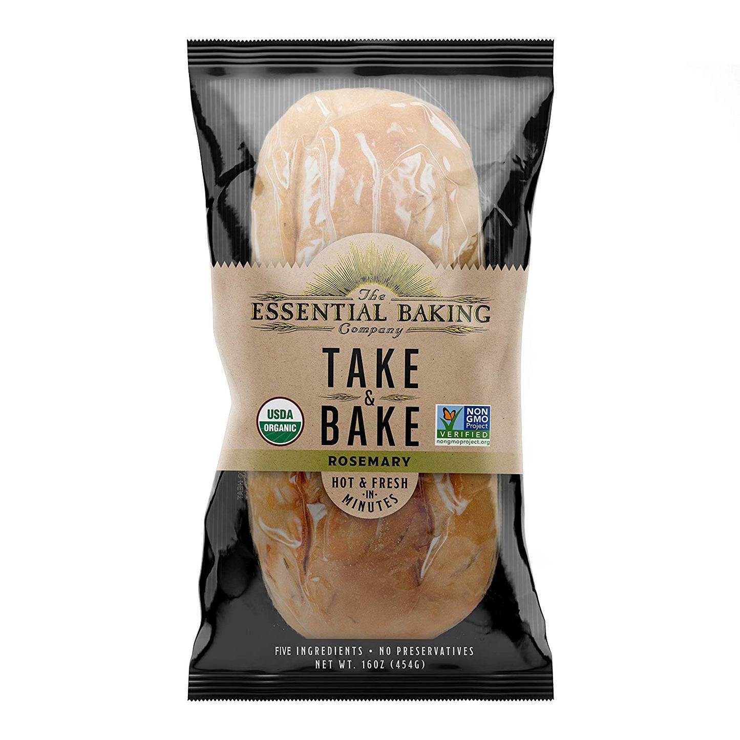 The Essential Baking Co. Take & Bake Rosemary Bread, No Preservatives, USDA Certified Organic, Non-GMO, 16 Ounce (Pack of 16)