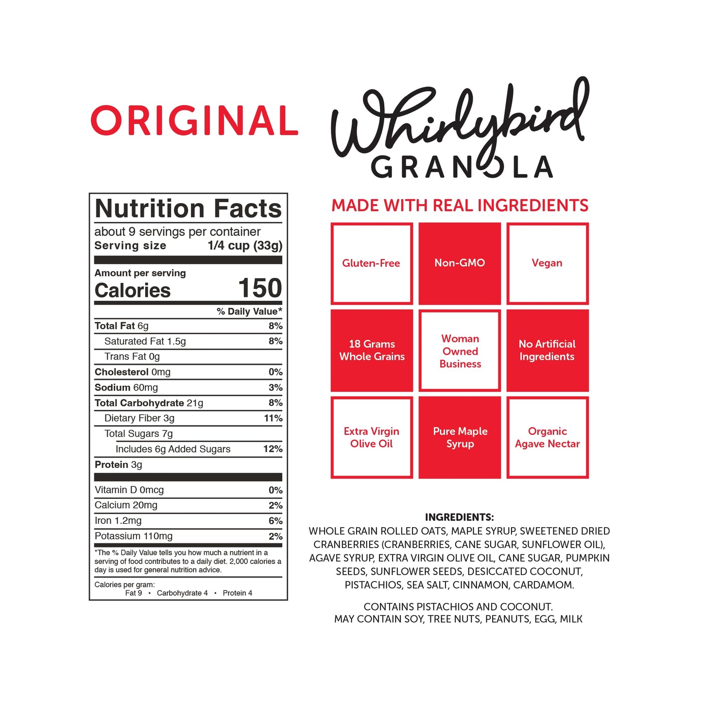 Whirlybird Granola Original, Gluten-Free, Non-Gmo, Kosher, Vegan, 11Oz (Pack Of 3)