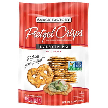 Snack Factory Pretzel Crisps, Honey Mustard & Onion, Baked, Kosher, 7.2 Ounce (Pack Of 12)
