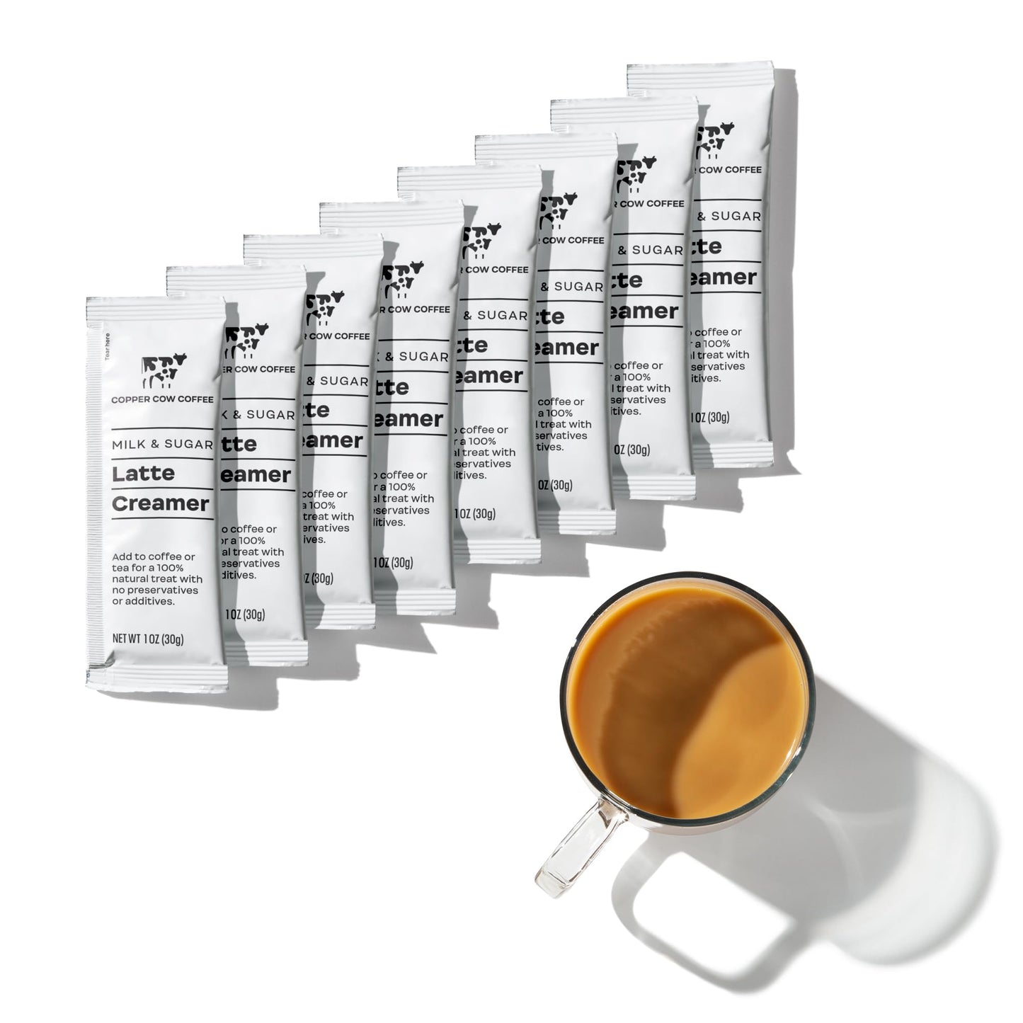 Copper Cow Coffee California Sweetened Condensed Milk Creamers - Single-Serve And All-Natural Pre-Filled Packets - (8 Pack)