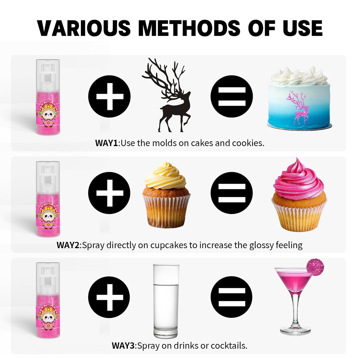 CAKESTAR Edible Glitter Spray, 10g Luster Dust for Cakes & Drinks, Hot Pink
