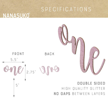 Nanasuko 1St Birthday Cake Topper - One - Double Sided Baby Pink Glitter - Premium Quality Made In Usa