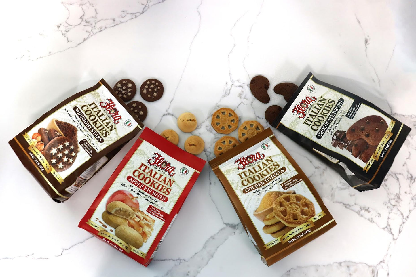 Flora Italian Cookies Golden Wheels - Italian Shortbread Cookies With Cane Sugar Crystals - Traditional Recipe - No Hydrogenated