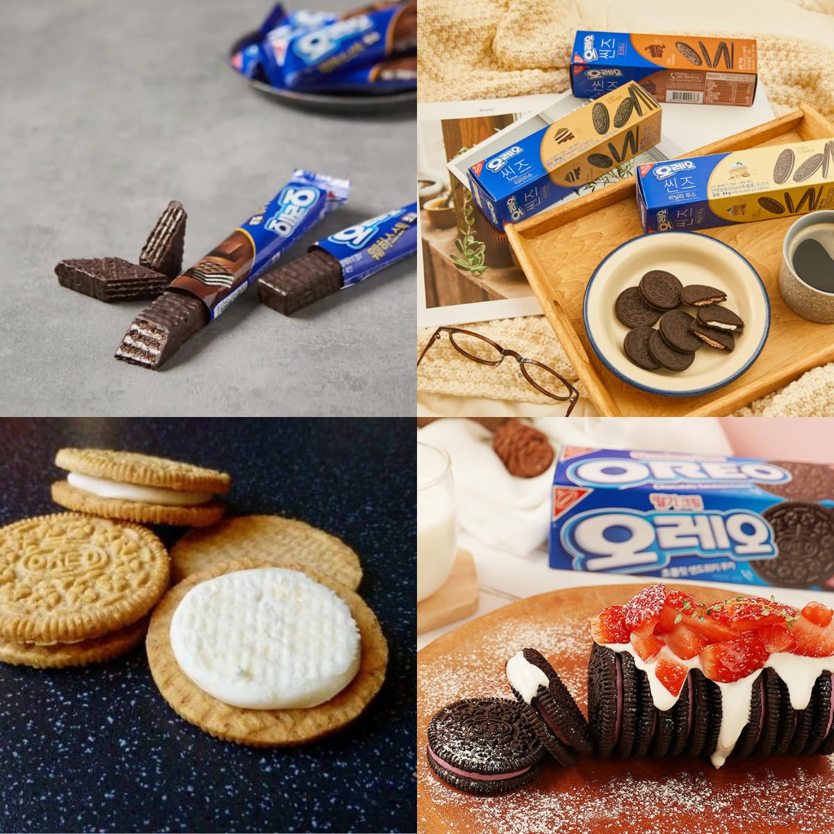 LA VOIE FOODS Korean OREO Limited Edition Chocolate Sandwich Cookies, 5 Variety Flavors - Cinnamon Bun, Choco Wafer, Strawberry, Chocolate Cream