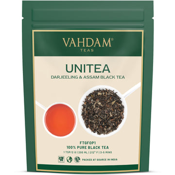 Vahdam, Unitea Black Tea Leaves +170 Cups,12Oz  Blend Of Darjeeling Tea & Assam Tea  Robust & Flavory Black Tea Loose Leaf  Unbl