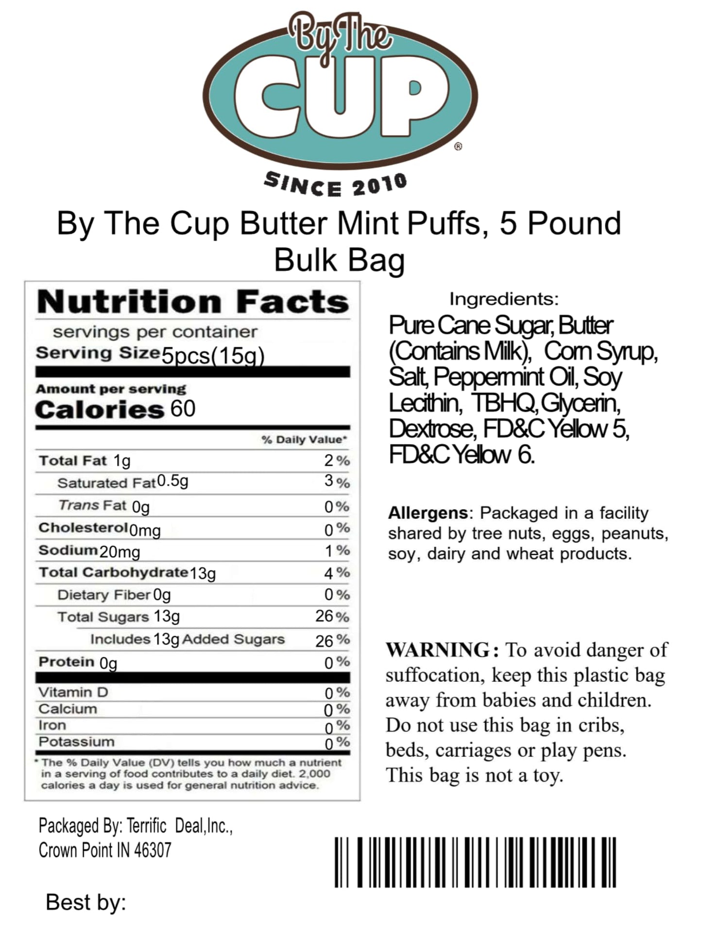 By The Cup Butter Mint Puffs, 2 Pound Bulk Bag