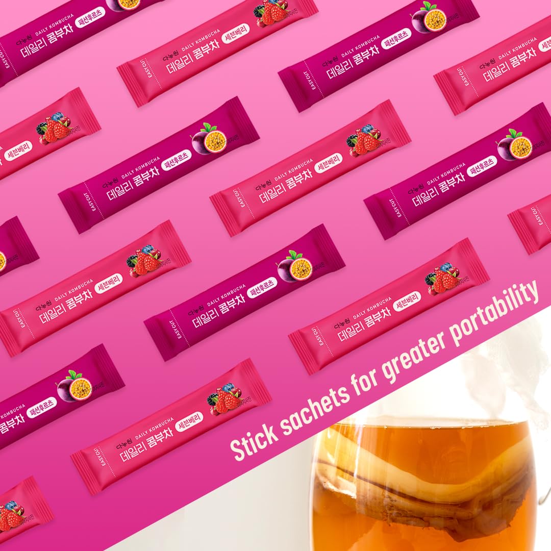 Kayfood-Kombucha-Peach-Garden-Daily Zero Sugar, Diet, Gut Healthy Sparkling Beverage, Fermented Korean Drinks For Iced, Hot, Wor